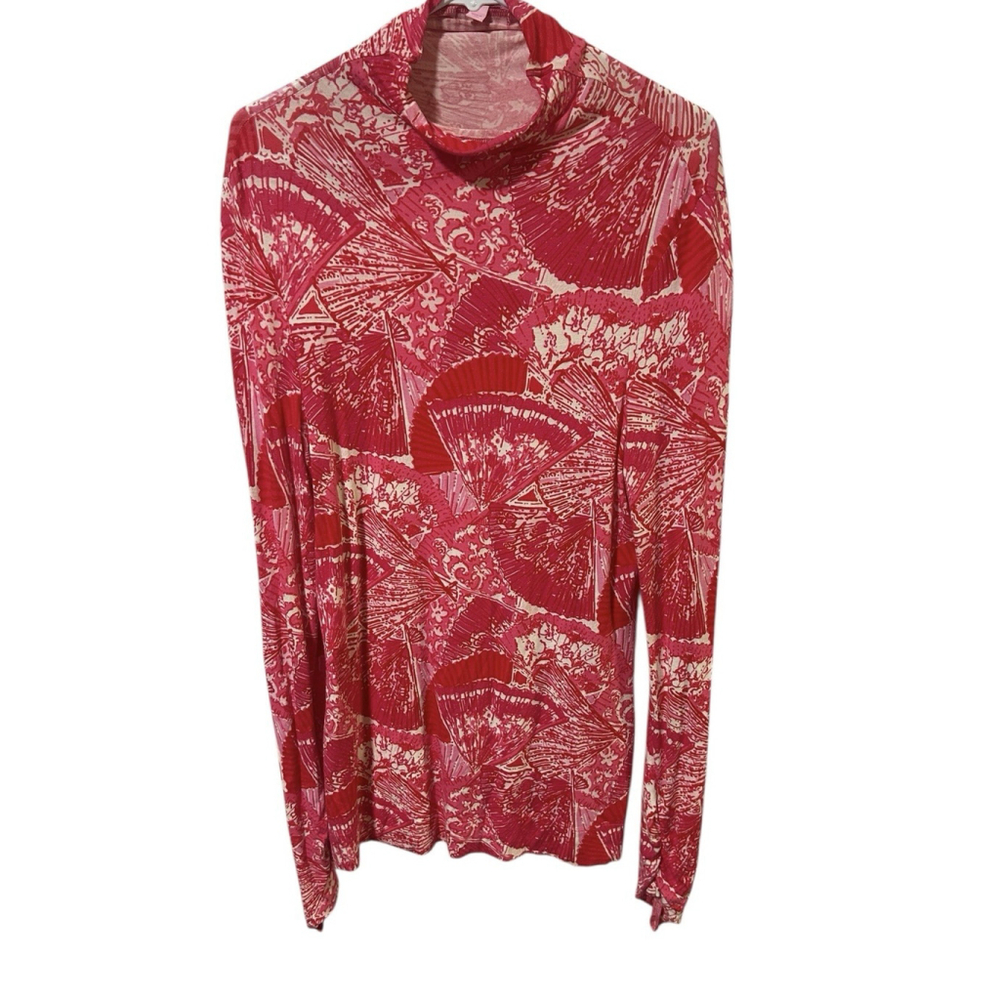 Lilly Pulitzer Hot Pink It's Getting Hot In Here Mock Turtleneck‎ Size Small A15